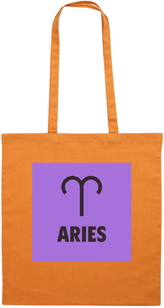 Zodiac Aries Design - Premium colored cotton tote bag_ORANGE_front