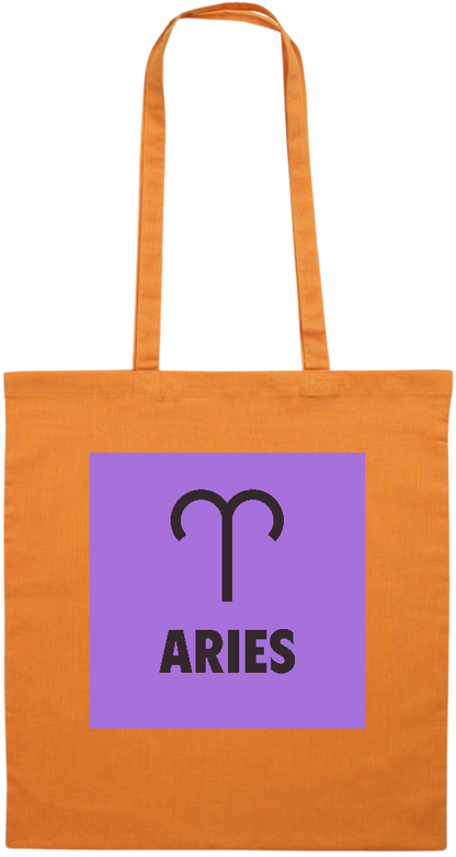 Zodiac Aries Design - Premium colored cotton tote bag_ORANGE_front