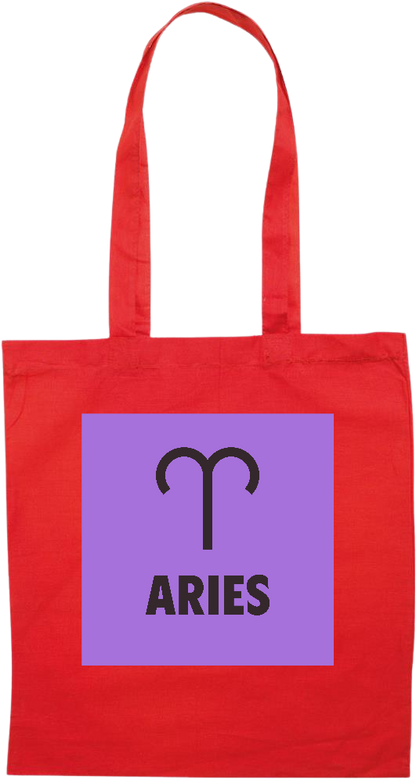 Zodiac Aries Design - Premium colored cotton tote bag_RED_front