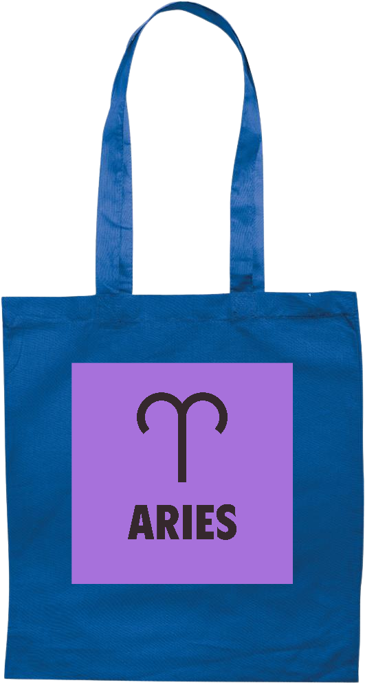 Zodiac Aries Design - Premium colored cotton tote bag_ROYAL BLUE_front