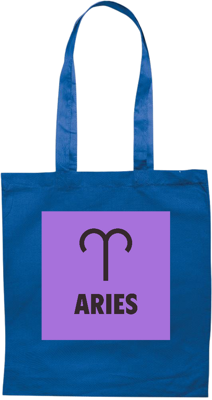 Zodiac Aries Design - Premium colored cotton tote bag_ROYAL BLUE_front