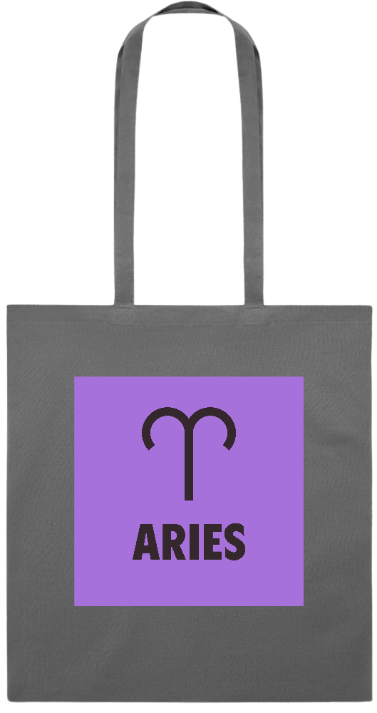 Zodiac Aries Design - Premium colored cotton tote bag_STONE GREY_front