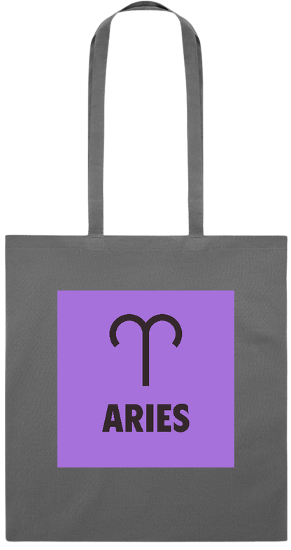 Zodiac Aries Design - Premium colored cotton tote bag_STONE GREY_front