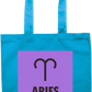 Zodiac Aries Design - Premium colored cotton tote bag_TURQUOISE_front