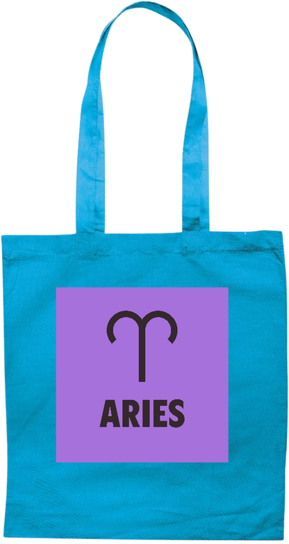 Zodiac Aries Design - Premium colored cotton tote bag_TURQUOISE_front