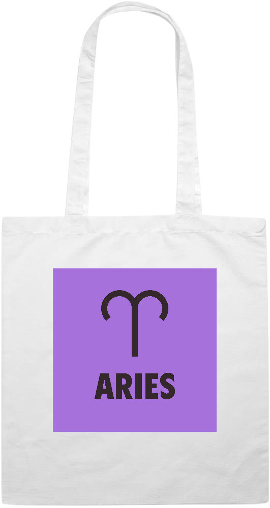 Zodiac Aries Design - Premium colored cotton tote bag_WHITE_front