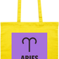 Zodiac Aries Design - Premium colored cotton tote bag_YELLOW_front