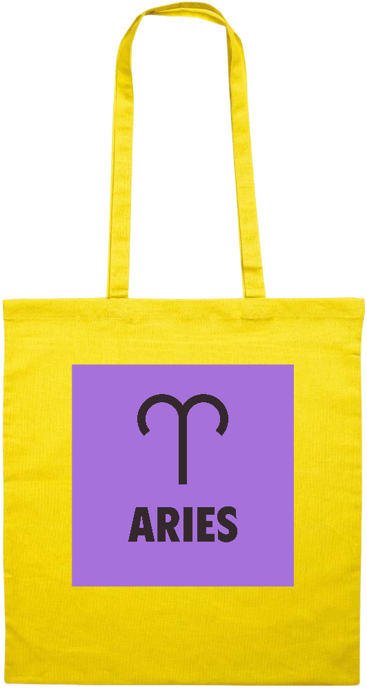 Zodiac Aries Design - Premium colored cotton tote bag_YELLOW_front