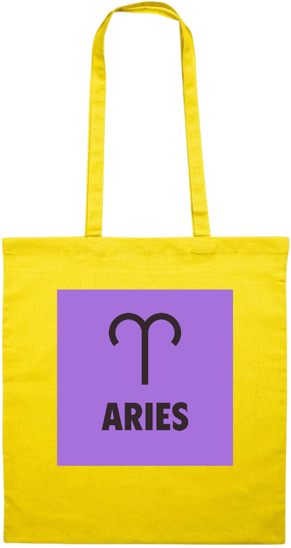 Zodiac Aries Design - Premium colored cotton tote bag_YELLOW_front