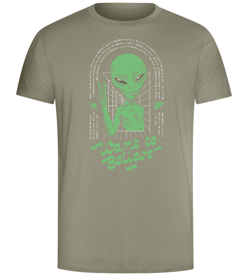 Want To Believe Alien Design - Comfort Unisex T-Shirt_KHAKI_front