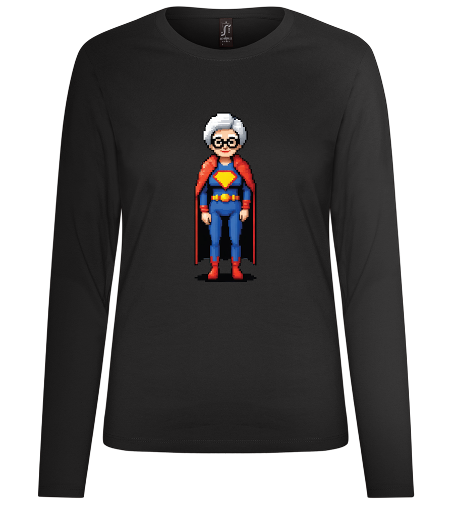 Grandma Superhero Design - Premium Women´s long sleeve t-shirt_DEEP BLACK_front