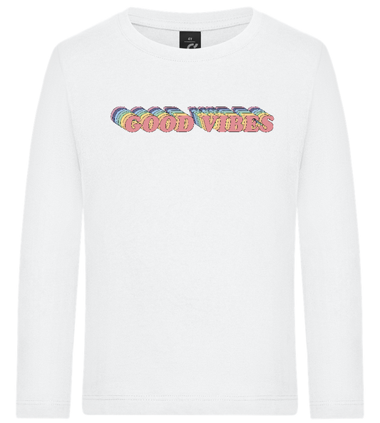 Good Vibes Rainbow Design - Premium kids long sleeve t-shirt_WHITE_front