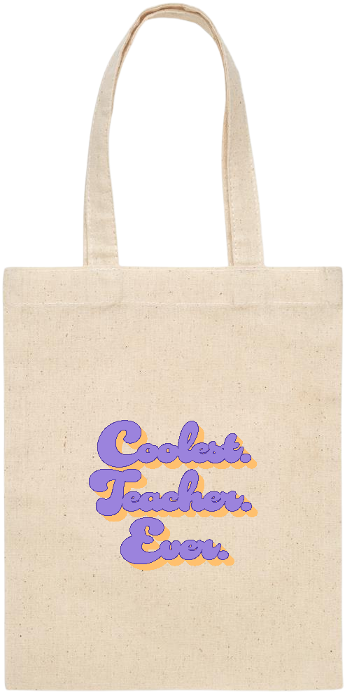 Coolest Teacher Ever Design - Essential small colored handle gift bag_BEIGE_front