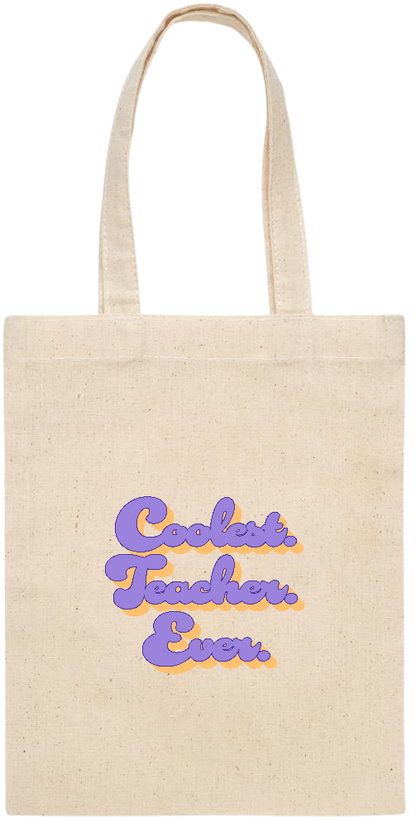 Coolest Teacher Ever Design - Essential small colored handle gift bag_BEIGE_front