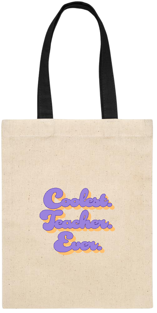 Coolest Teacher Ever Design - Essential small colored handle gift bag_BLACK_front