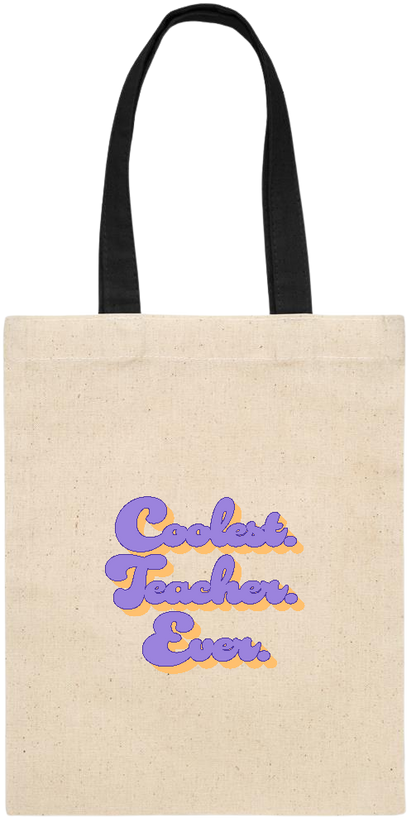 Coolest Teacher Ever Design - Essential small colored handle gift bag_BLACK_front