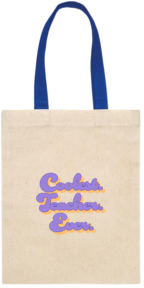 Coolest Teacher Ever Design - Essential small colored handle gift bag_ROYAL BLUE_front