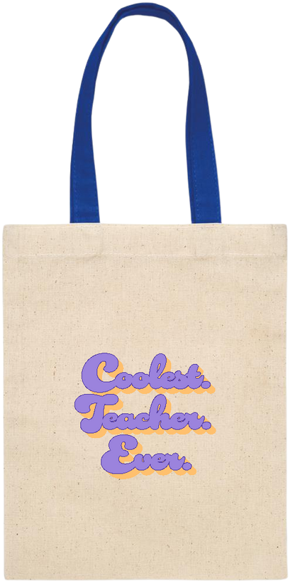 Coolest Teacher Ever Design - Essential small colored handle gift bag_ROYAL BLUE_front