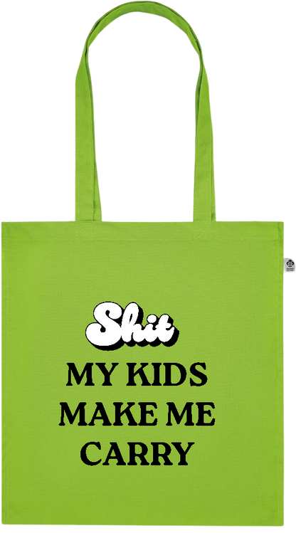 My Kids Make Me Carry Design - Premium colored organic cotton tote bag_LIME_front