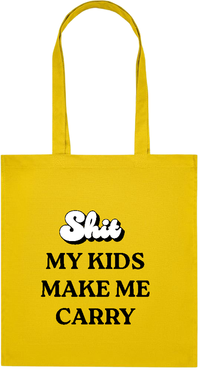 My Kids Make Me Carry Design - Premium colored organic cotton tote bag_YELLOW_front