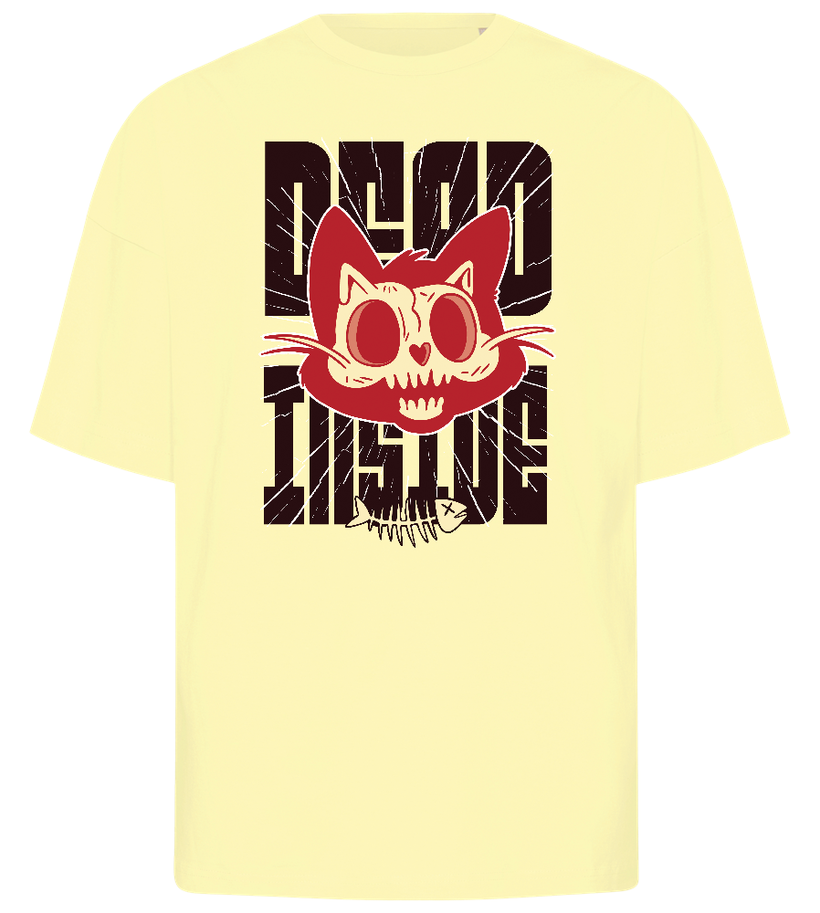 Skeleton Cat Design - Premium men's oversized t-shirt_LIGHT YELLOW_front