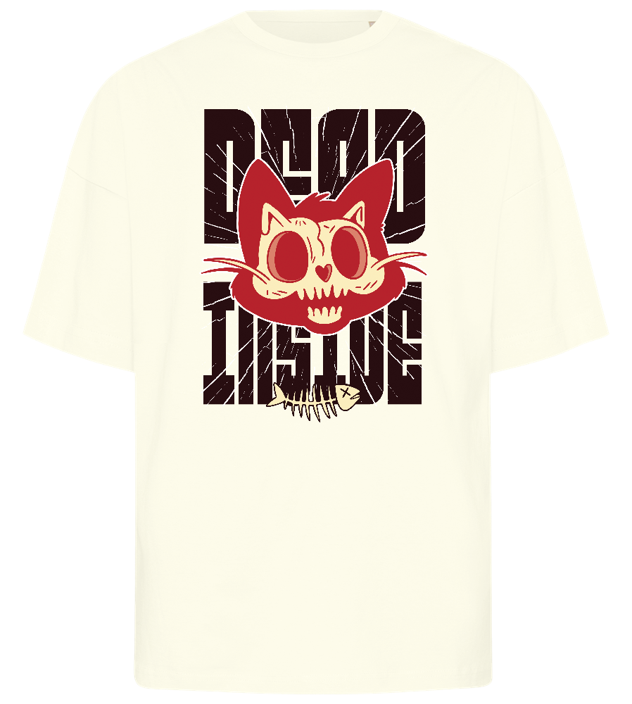 Skeleton Cat Design - Premium men's oversized t-shirt_OFF-WHITE_front