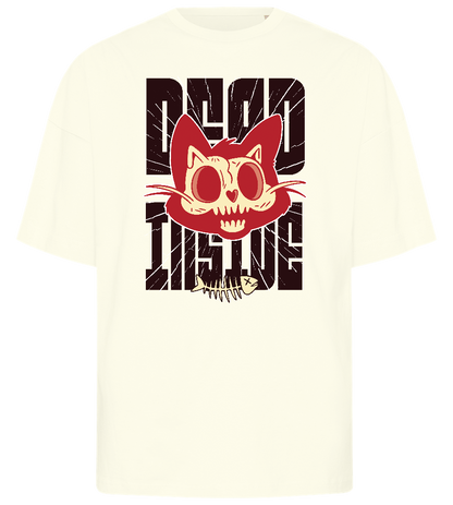 Skeleton Cat Design - Premium men's oversized t-shirt_OFF-WHITE_front
