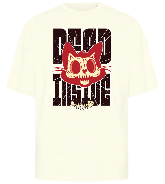 Skeleton Cat Design - Premium men's oversized t-shirt_OFF-WHITE_front
