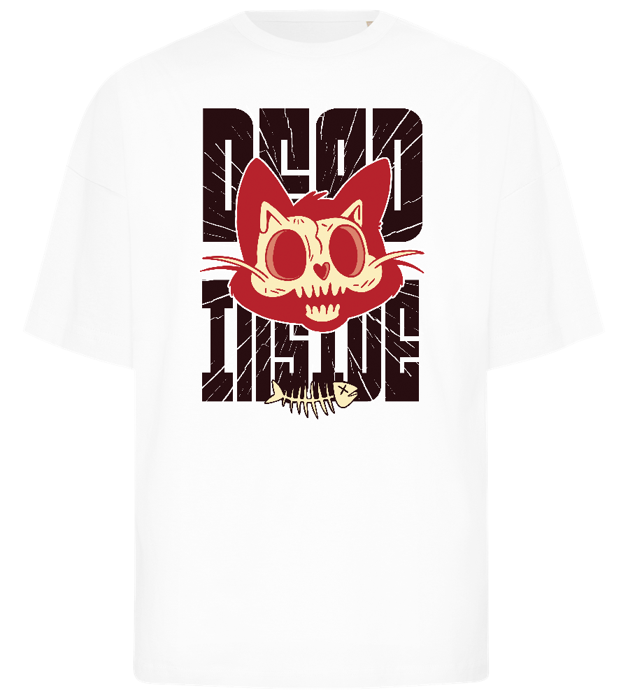 Skeleton Cat Design - Premium men's oversized t-shirt_WHITE_front
