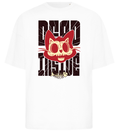 Skeleton Cat Design - Premium men's oversized t-shirt_WHITE_front