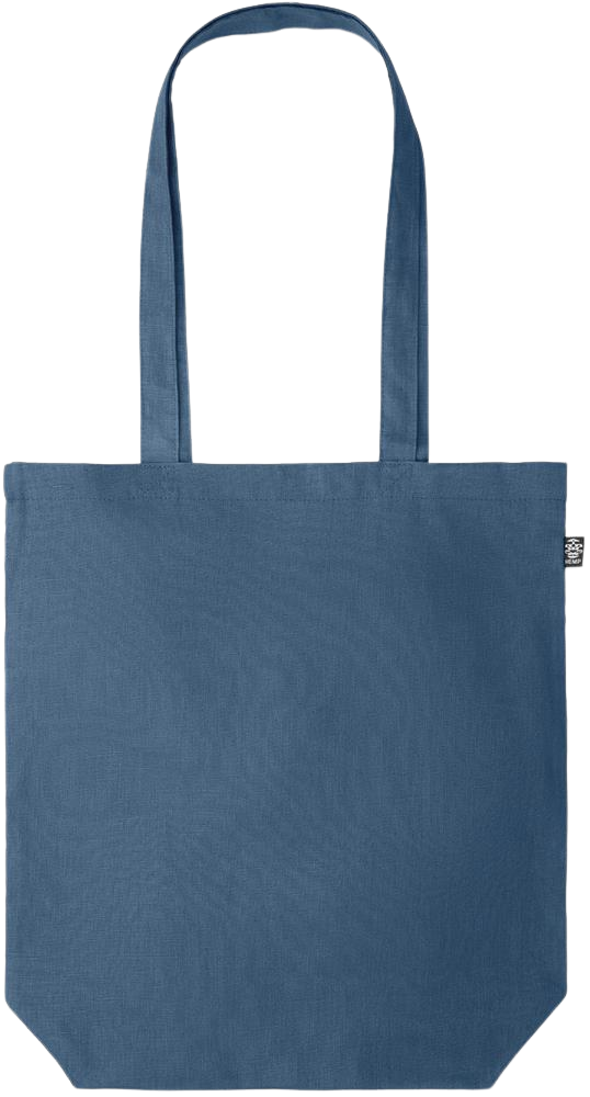 Premium colored organic hemp shopping bag_BLUE_front