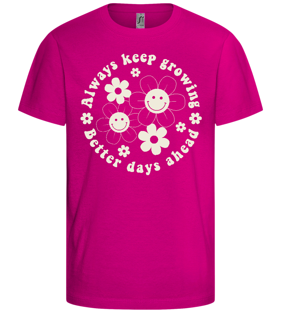 Grow with Happiness Design - Comfort girls' t-shirt_FUCHSIA_front