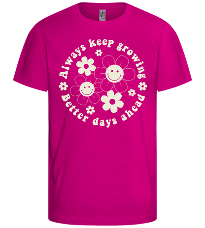 Grow with Happiness Design - Comfort girls' t-shirt_FUCHSIA_front