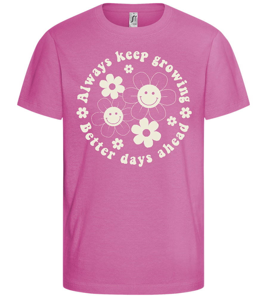 Grow with Happiness Design - Comfort girls' t-shirt_PINK ORCHID_front