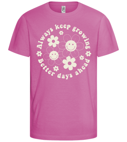 Grow with Happiness Design - Comfort girls' t-shirt_PINK ORCHID_front