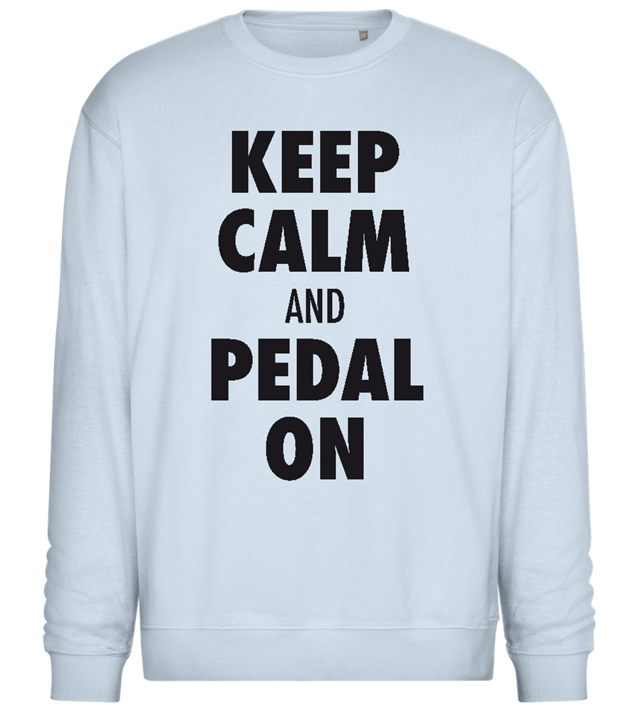 Keep Calm Pedal On Design - Comfort Essential Unisex Sweater_CREAMY BLUE_front