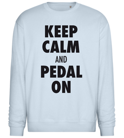 Keep Calm Pedal On Design - Comfort Essential Unisex Sweater_CREAMY BLUE_front