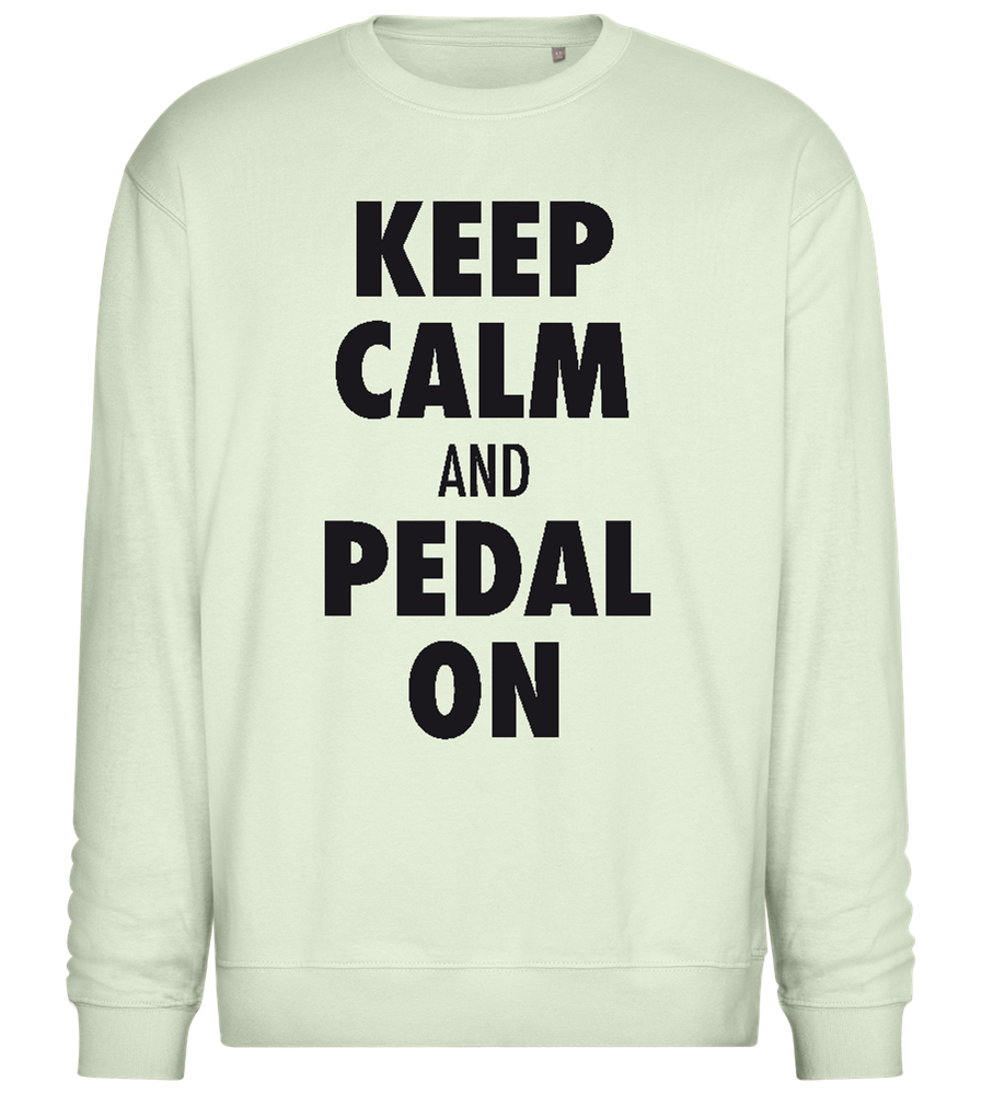 Keep Calm Pedal On Design - Comfort Essential Unisex Sweater_CREAMY GREEN_front