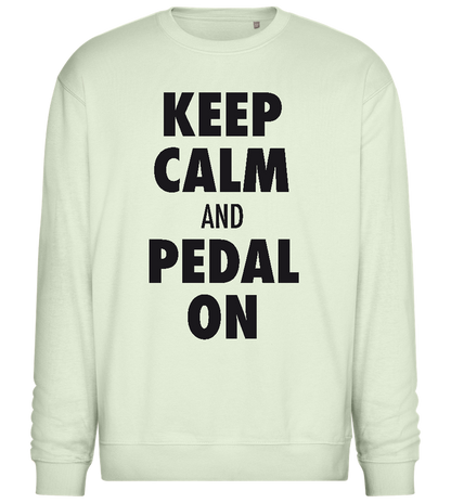 Keep Calm Pedal On Design - Comfort Essential Unisex Sweater_CREAMY GREEN_front