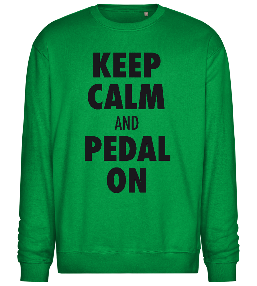 Keep Calm Pedal On Design - Comfort Essential Unisex Sweater_MEADOW GREEN_front