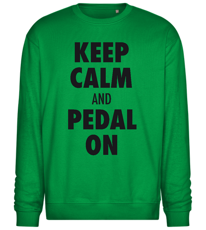 Keep Calm Pedal On Design - Comfort Essential Unisex Sweater_MEADOW GREEN_front