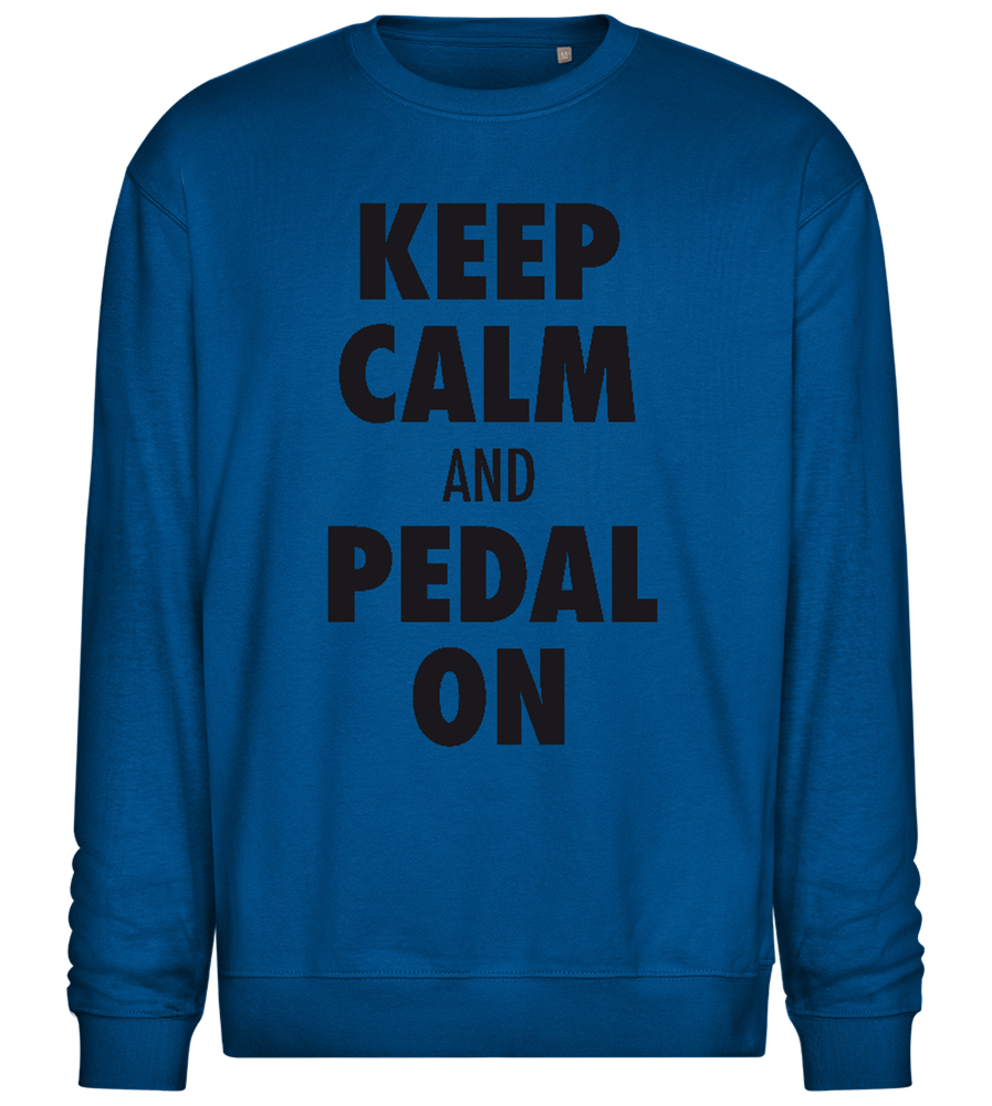 Keep Calm Pedal On Design - Comfort Essential Unisex Sweater_ROYAL_front