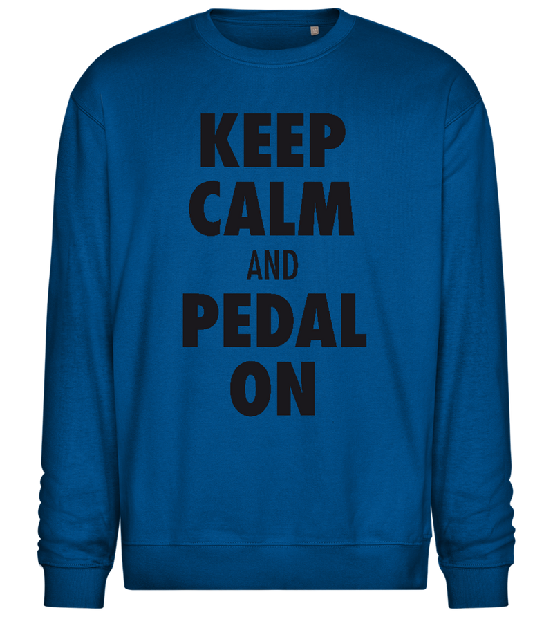 Keep Calm Pedal On Design - Comfort Essential Unisex Sweater_ROYAL_front