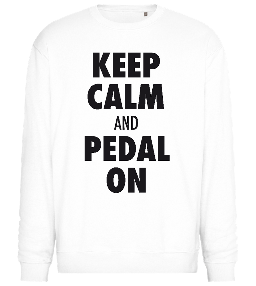 Keep Calm Pedal On Design - Comfort Essential Unisex Sweater_WHITE_front