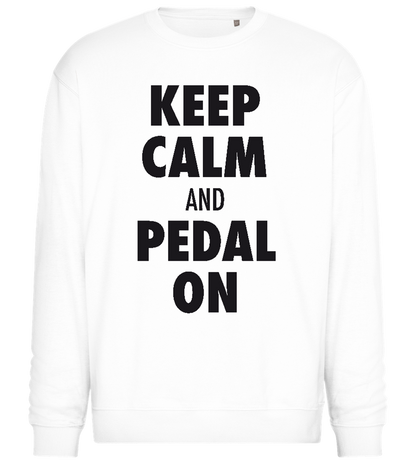 Keep Calm Pedal On Design - Comfort Essential Unisex Sweater_WHITE_front