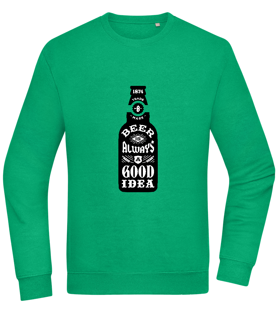 Beer Good Idea Design - Comfort Essential Unisex Sweater_MEADOW GREEN_front