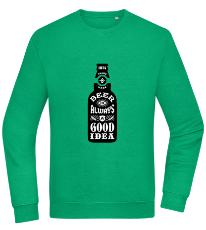 Beer Good Idea Design - Comfort Essential Unisex Sweater_MEADOW GREEN_front