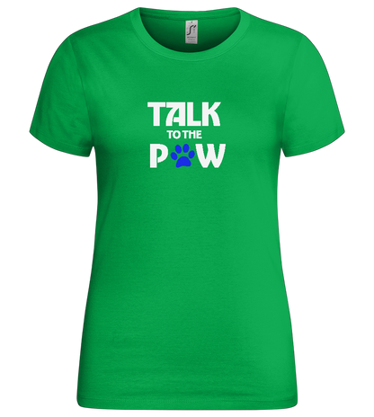 Talk to the Paw Design - Premium women's t-shirt_MEADOW GREEN_front