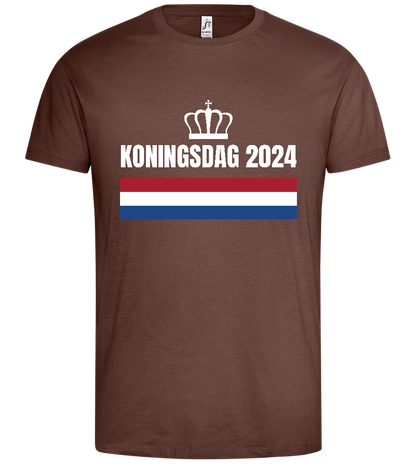 Kingsday Flag Design - Premium men's t-shirt_CHOCOLATE_front