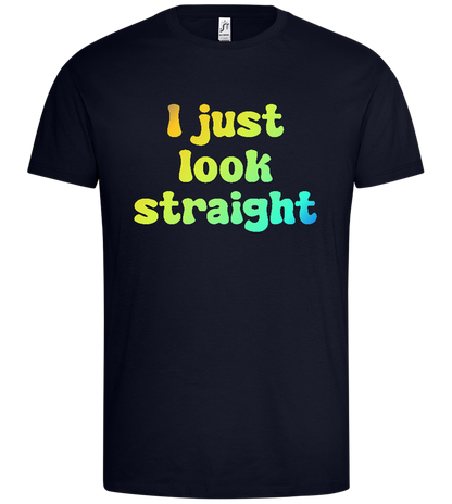 Just Look Straight Design - Premium men's t-shirt_FRENCH NAVY_front